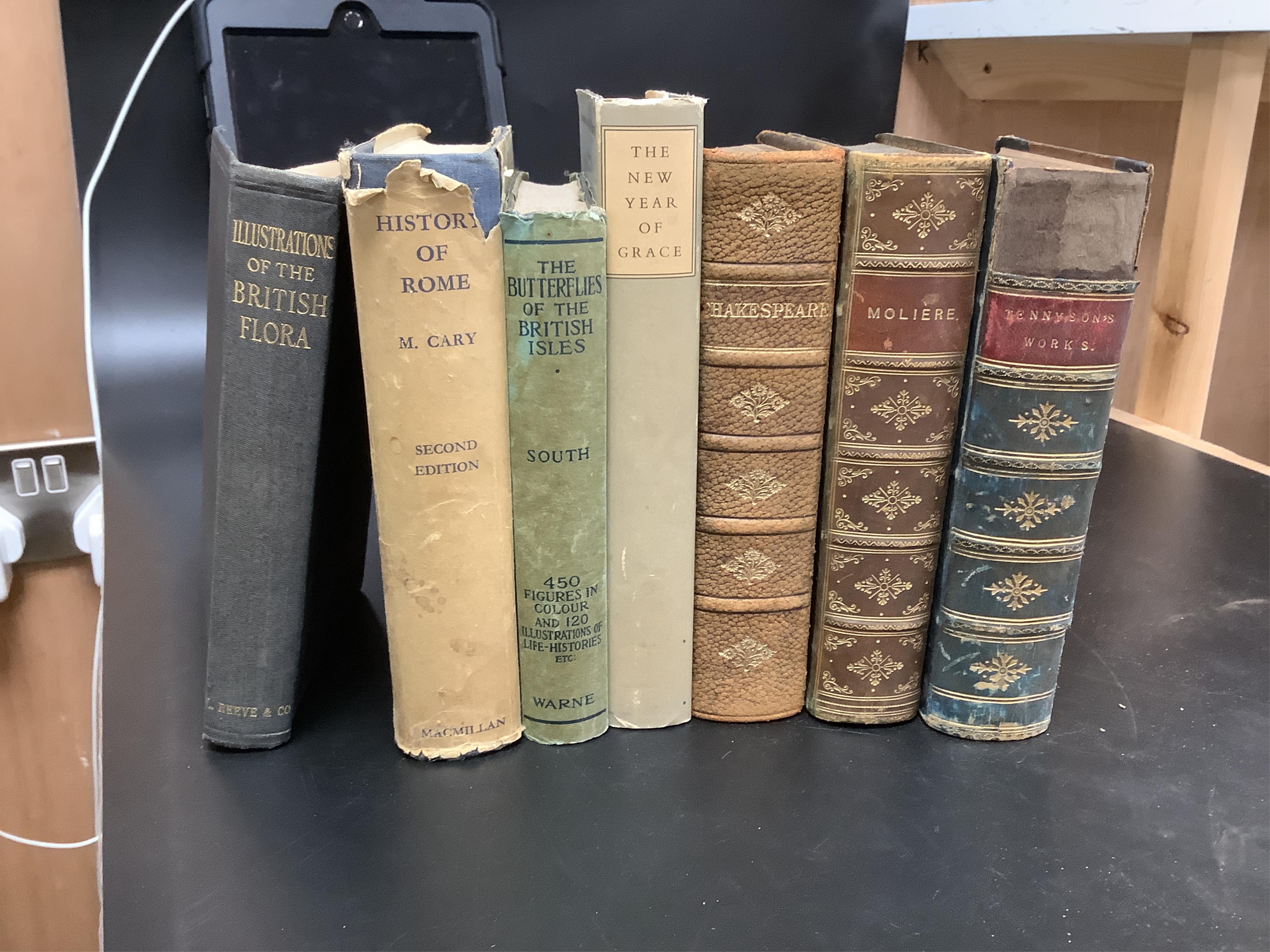 Plot, Robert, the natural history of Staffordshire. Engraved plates, old leather, folio. Oxford, 1686 and other books, mostly leather bound